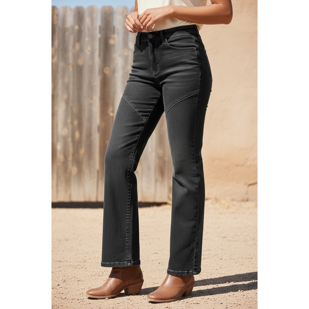 Women's High-Rise Straight Jeans in Charcoal -